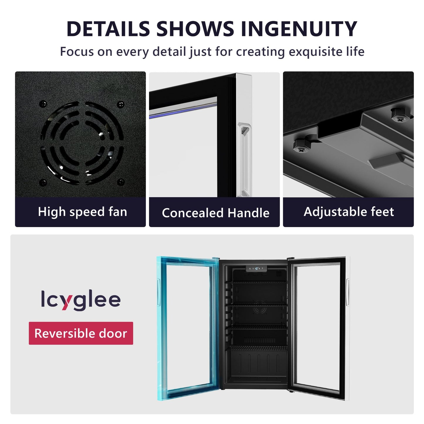 Icyglee 126 Can Beverage Refrigerator Mini Fridge Silver