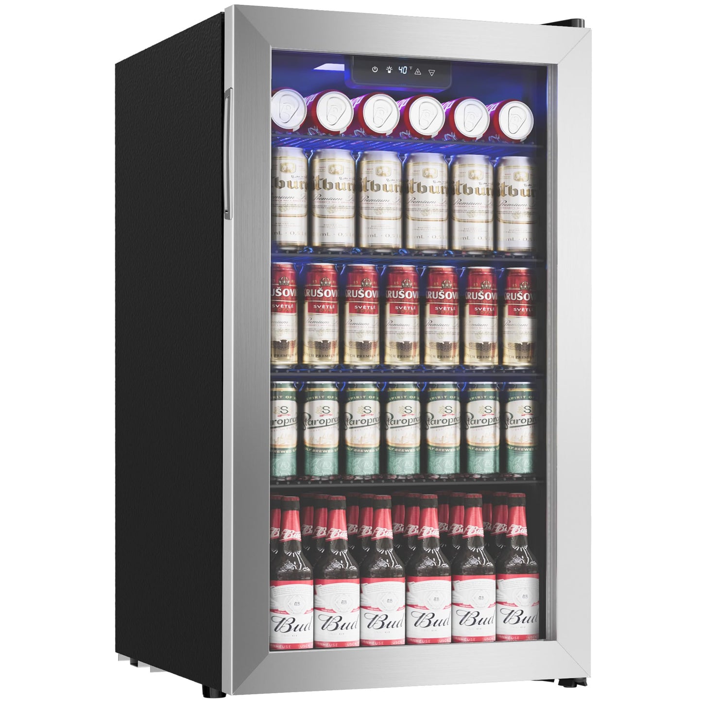 Icyglee 126 Can Beverage Refrigerator Mini Fridge Silver