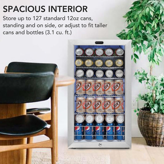 Whynter 127 Can Mini Beverage Fridge Stainless Steel